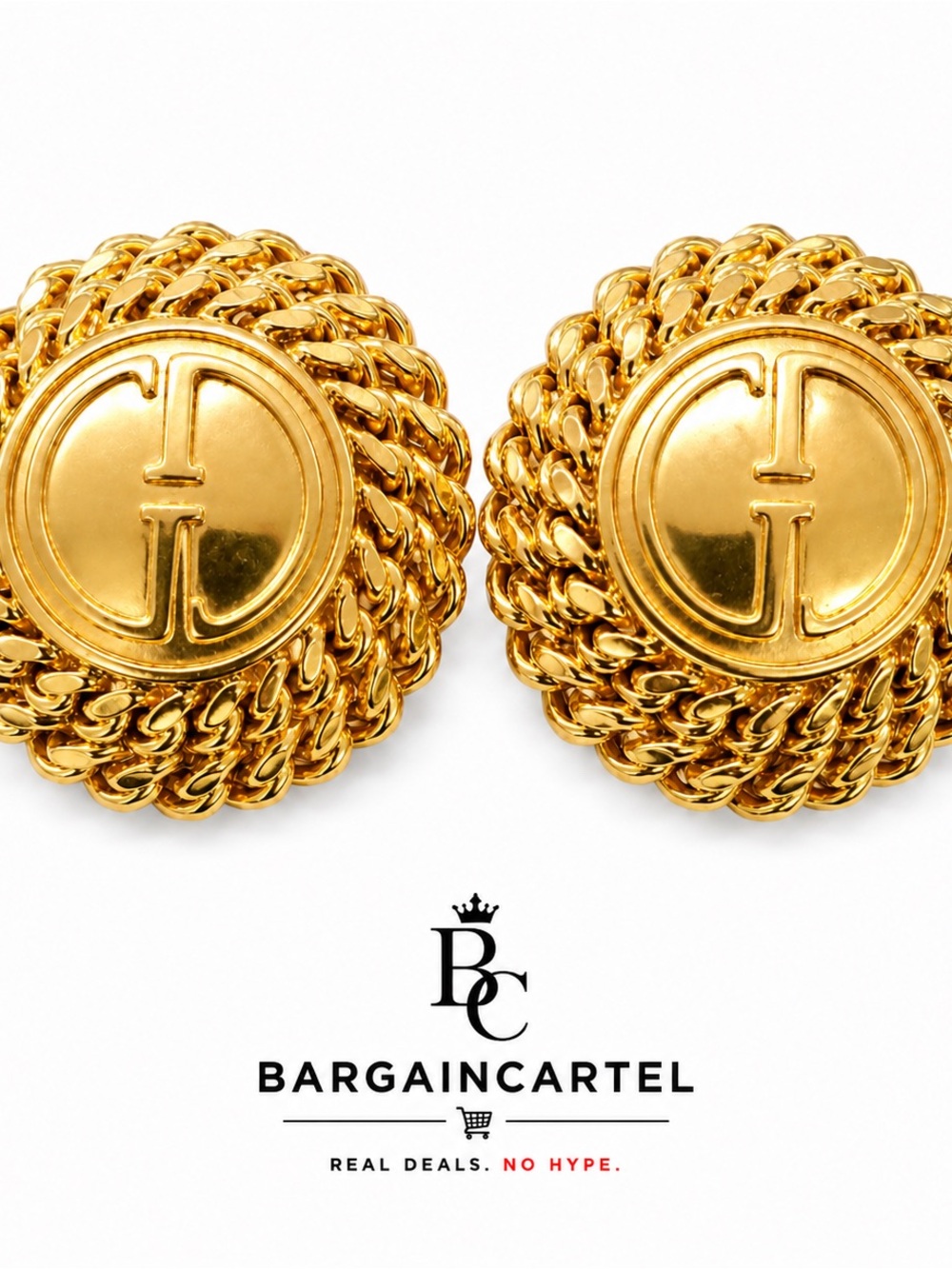 GUCCI Vintage Interlocking Earrings Gold
